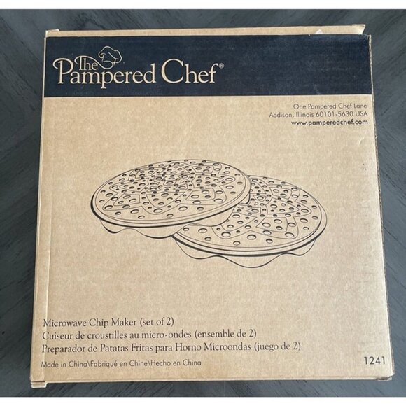 Pampered Chef Set of 2 Microwave Chip Maker 1241 Retired Discontinued NEW in Box - Picture 2 of 4